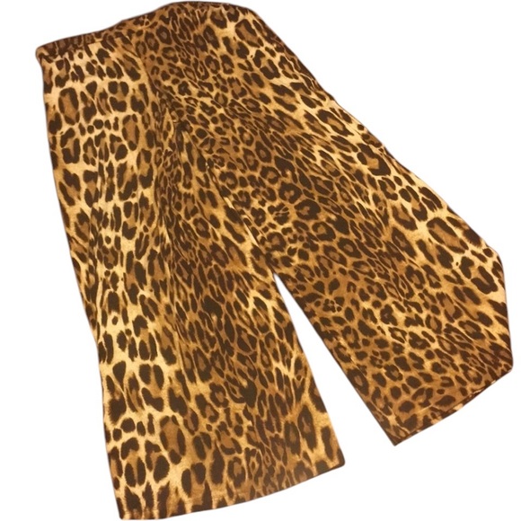 Ralph Lauren size large Tan & Brown animal print pants  high waist wide leg - Picture 1 of 10